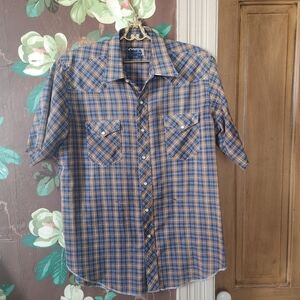 Wrangler Men's Blue Plaid Shirt